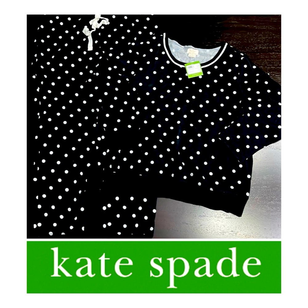 New with tags! Kate Spade Black Polka Dotted Jogger Pajama Set, Size Large
